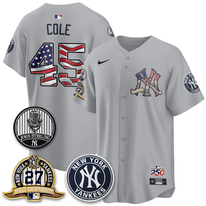 NYY Independence Day USA Vapor Limited Jersey - Stitched