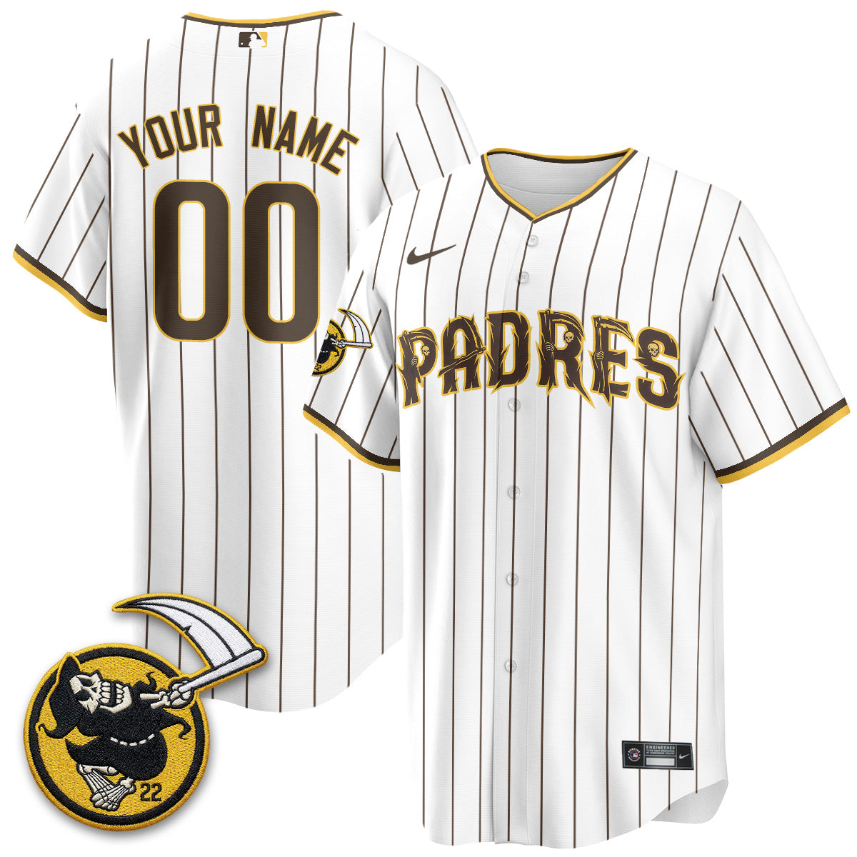 San Diego Padres x Grim Reaper Vapor Custom Jersey - Stitched