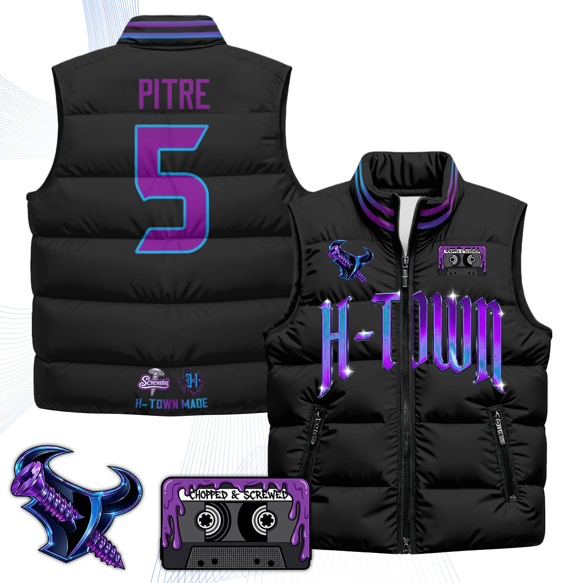 HOU "Screwcity" Puffer Vest - Printed