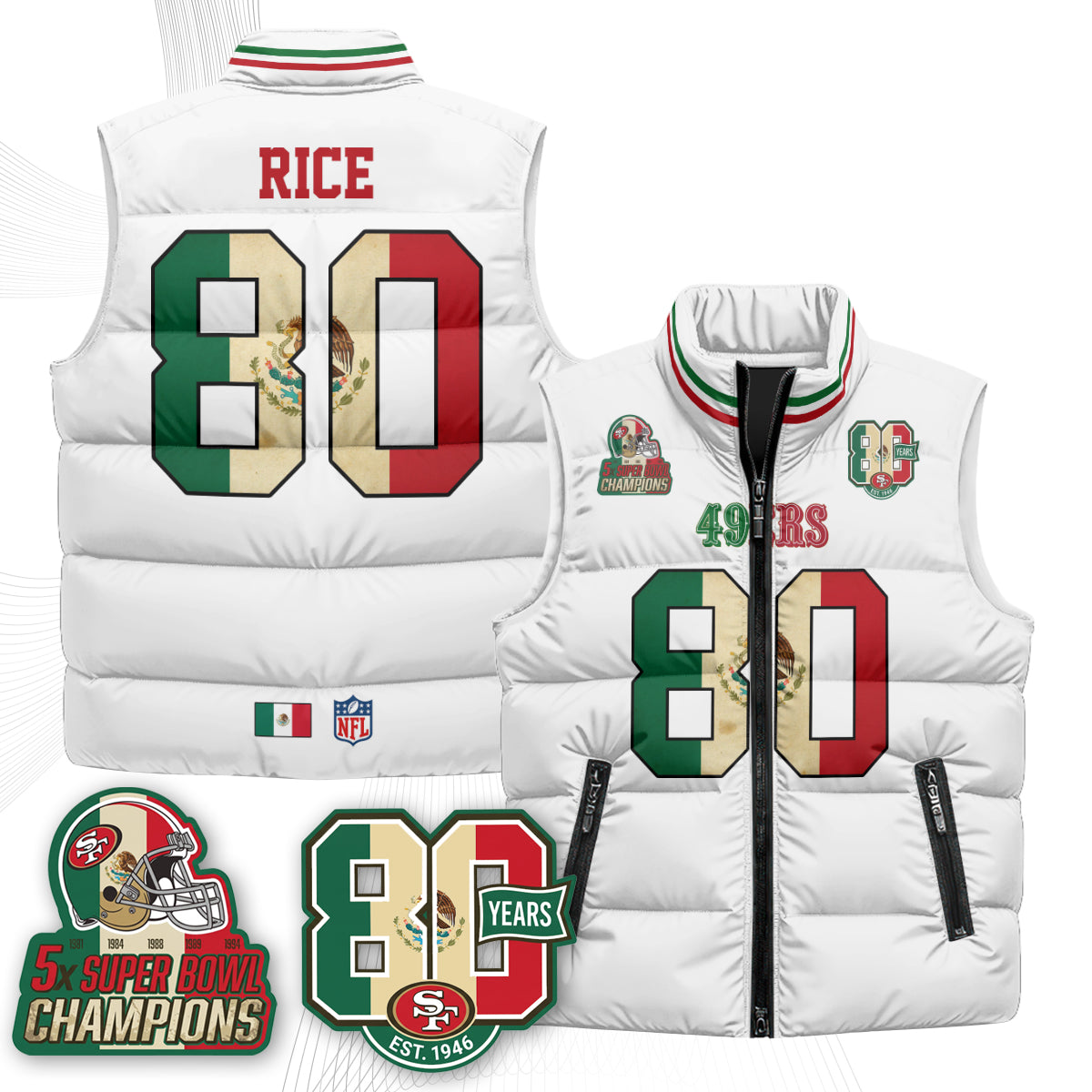 SF Mexico Style Puffer Vest - Printed