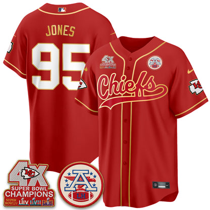 Kansas City Chiefs 4X Champs Gold Trim Edition Vapor Baseball Jersey - Stitched