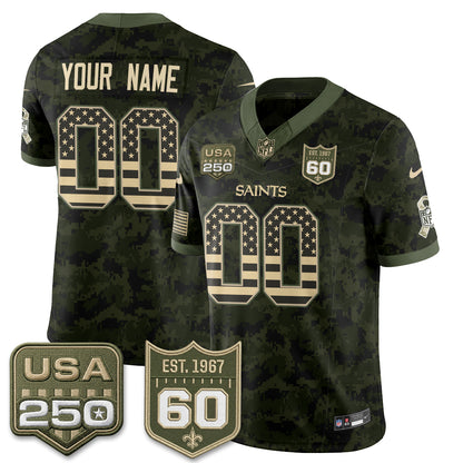 New Orleans Saints 2026 Salute to Service Vapor Custom Jersey - Stitched