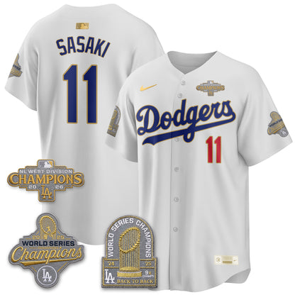 Los Angeles Dodgers 2026 NL West Champs Gold Vapor Jersey- Stitched