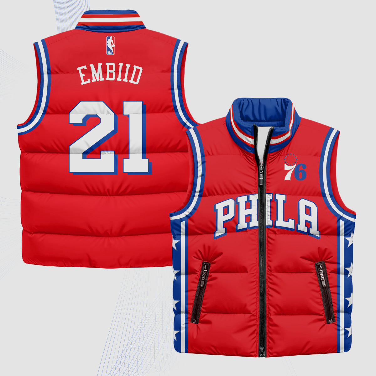 PHI Superteam 24th Season Patch Puffer Vest - Printed