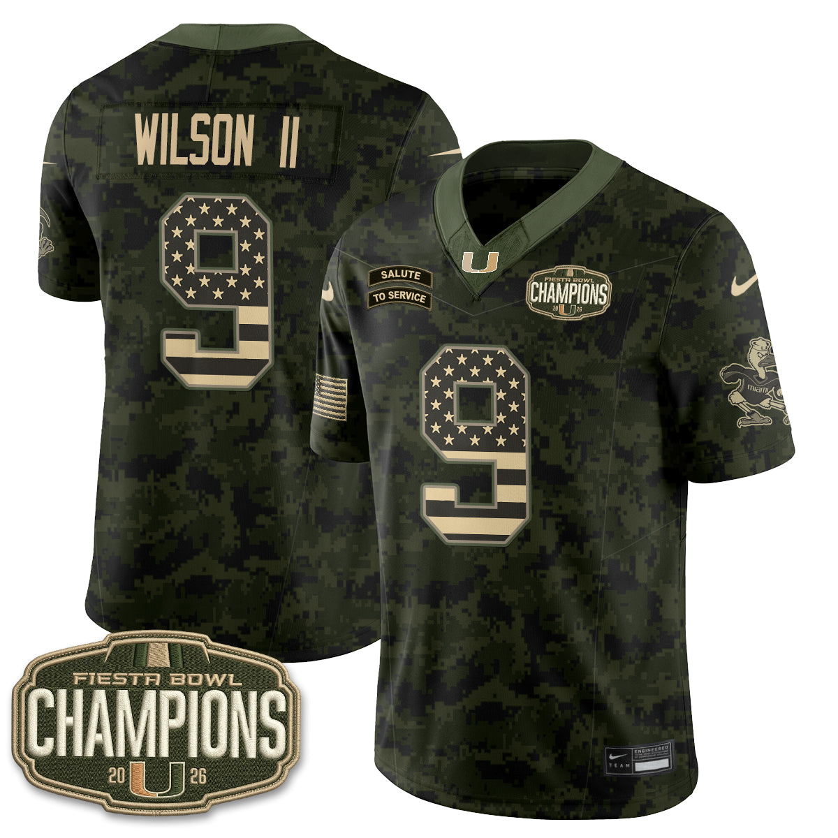 Miami Hurricanes 2026 Salute to Service Vapor Jersey - Stitched