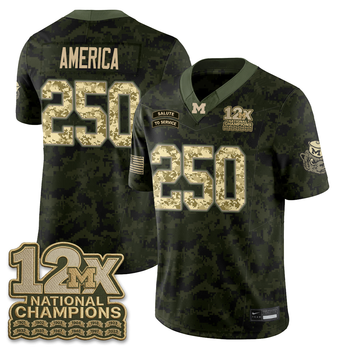 Michigan Wolverines 2026 Salute to Service Vapor Jersey - Stitched