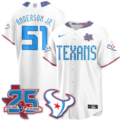 Houston Texans 2026 Rivalries Baseball Vapor Jersey - Stitched