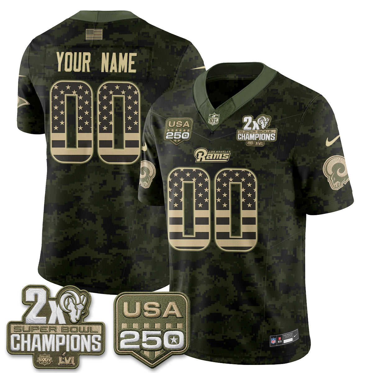 Los Angeles Rams 2026 Salute To Service Vapor Custom Jersey - All Stitched