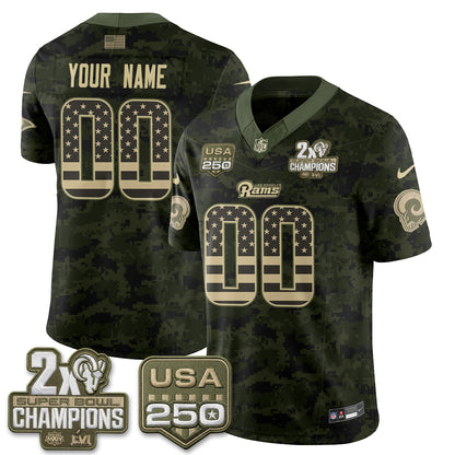 Los Angeles Rams 2026 Salute To Service Vapor Custom Jersey - All Stitched