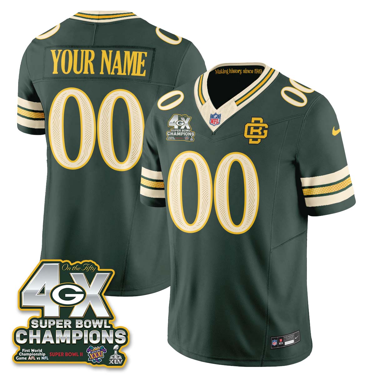 GB 2026 Rivalries 4X Champs Custom Vapor Jersey - Stitched