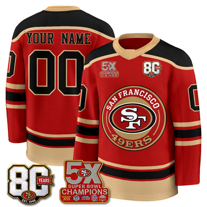 San Francisco 49ers 4X Champs Custom Hockey Jersey - Stitched