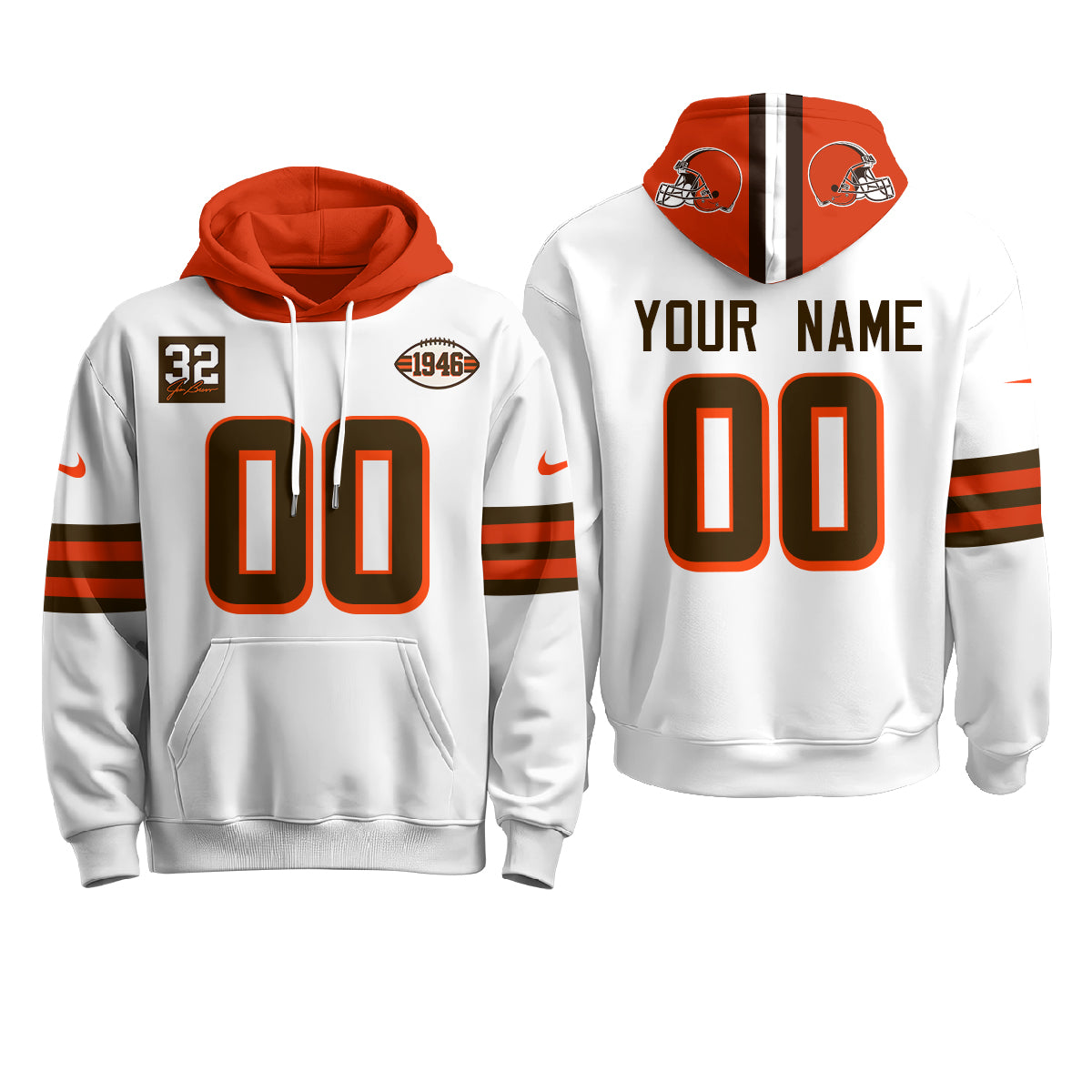 Cleveland Browns 1946 Anniversary Patch Custom Hoodie - Stitched