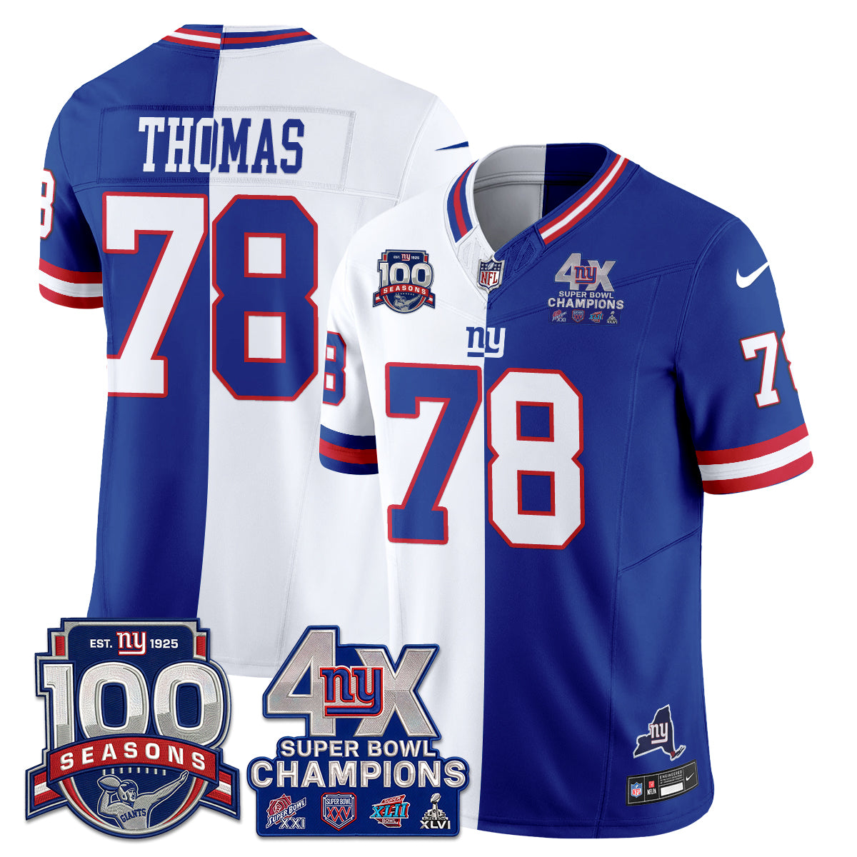 NYG 4X SBowl Split Edition Vapor Jersey - Stitched