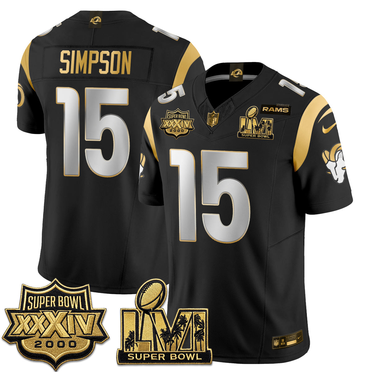 LAR SBowl Champs Gold Vapor Jersey - Stitched