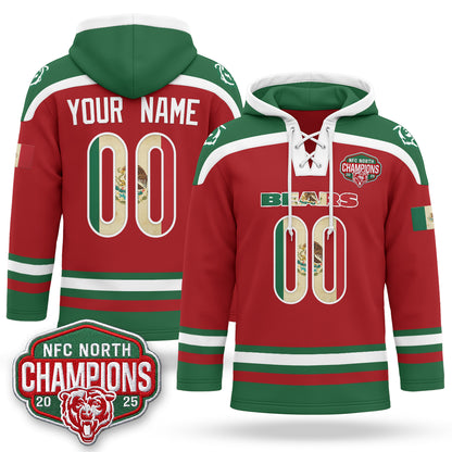 Chicago Bears 2026 Mexico NFC North Champions 2025 Patch Custom Hockey Hoodie - Stitched