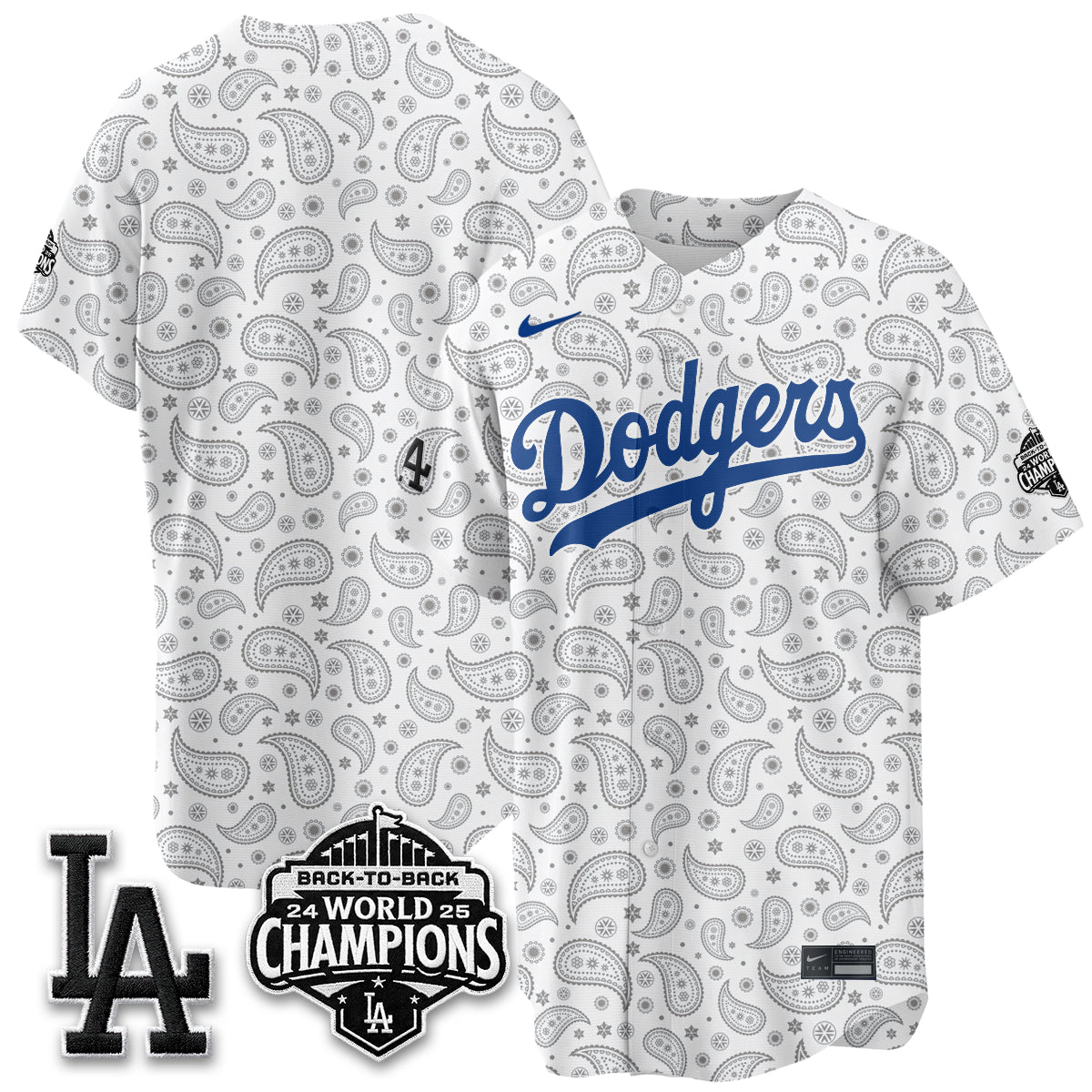 Los Angeles Dodgers Paisley Vapor Jersey - Stitched