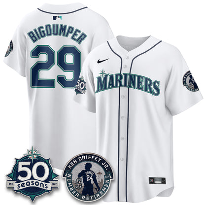 SEA Ken Griffey Jr. Patch Vapor Premier Limited Jersey - All Stitched