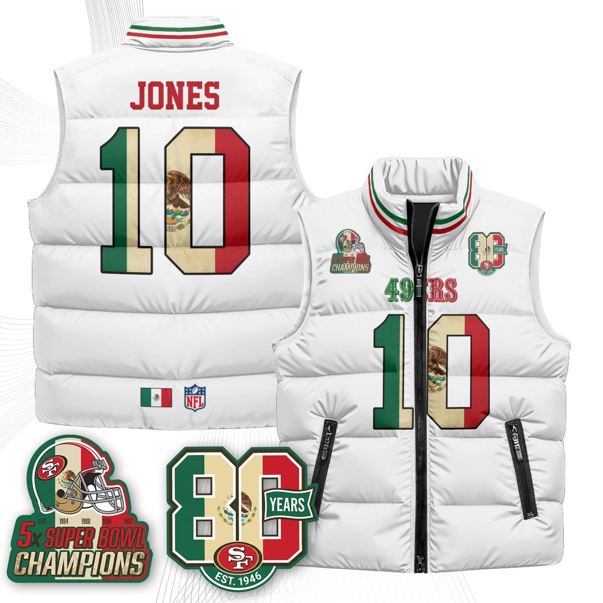 SF Mexico Style Puffer Vest - Printed