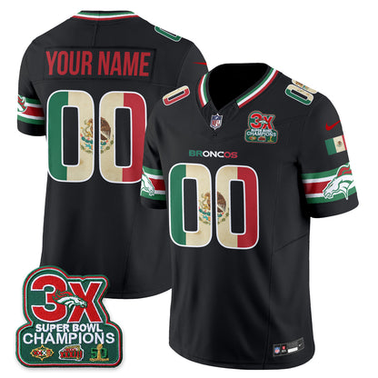 Denver Broncos Mexico Edition Vapor Custom Jersey - Stitched