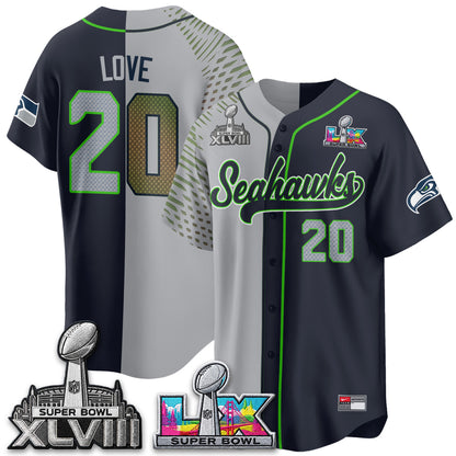 Seattle Seahawks S.Bowl Champs Split Baseball Vapor Jersey V2- Stitched