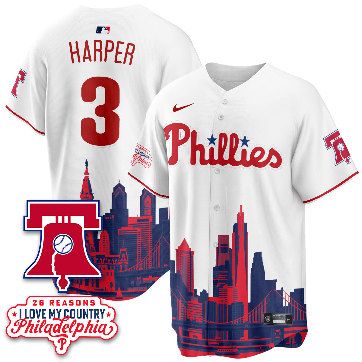 Philadelphia Phillies "26 Reasons I Love My Country" Edition Vapor Jersey - Stitched