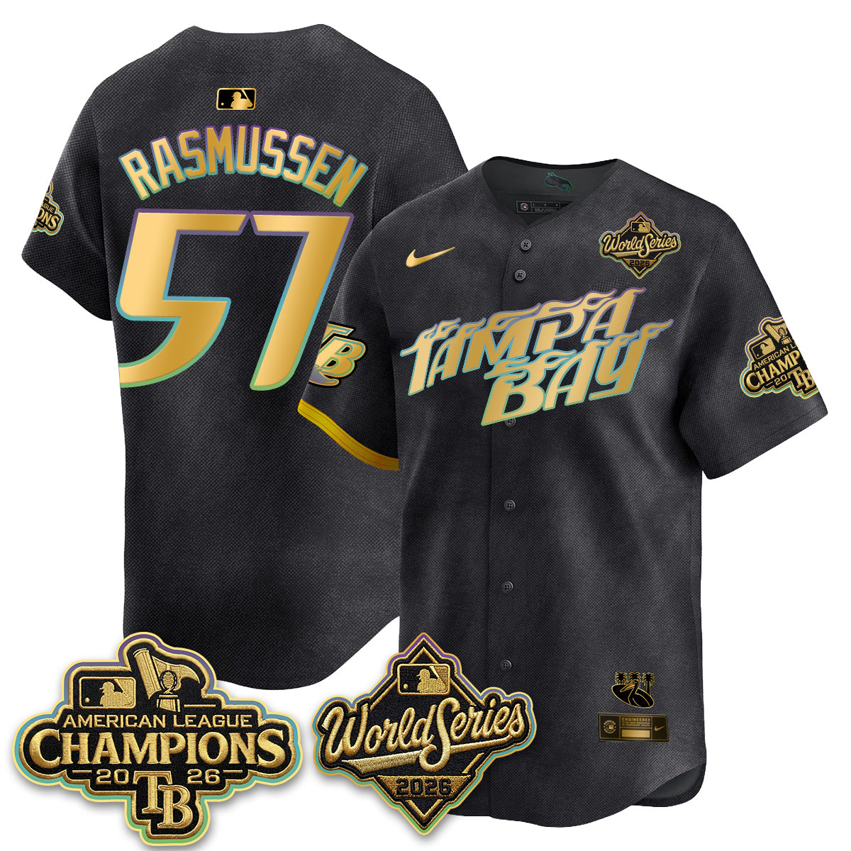 TB 2026 AL Champions Gold Edition Vapor Jersey - Stitched