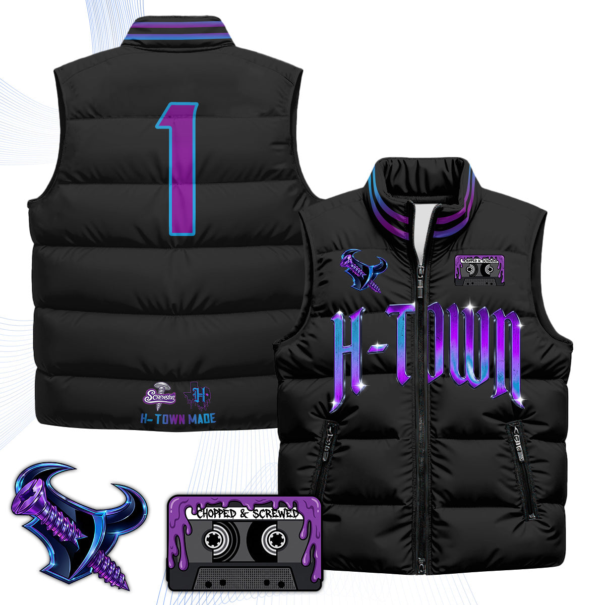 HOU "Screwcity" Puffer Vest - Printed