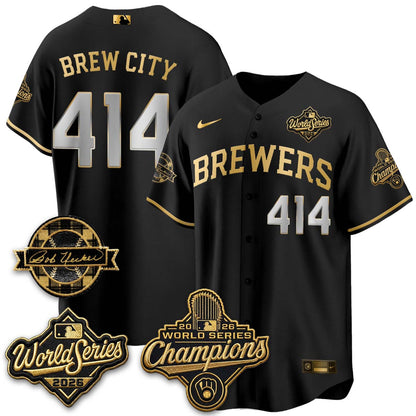 Milwaukee Brewers 2026 WS Champions - Bob Uecker Patch Vapor Jersey - Stitched