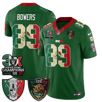Las Vegas Raiders 3X Champs Mexico Edition Vapor Jersey - Stitched