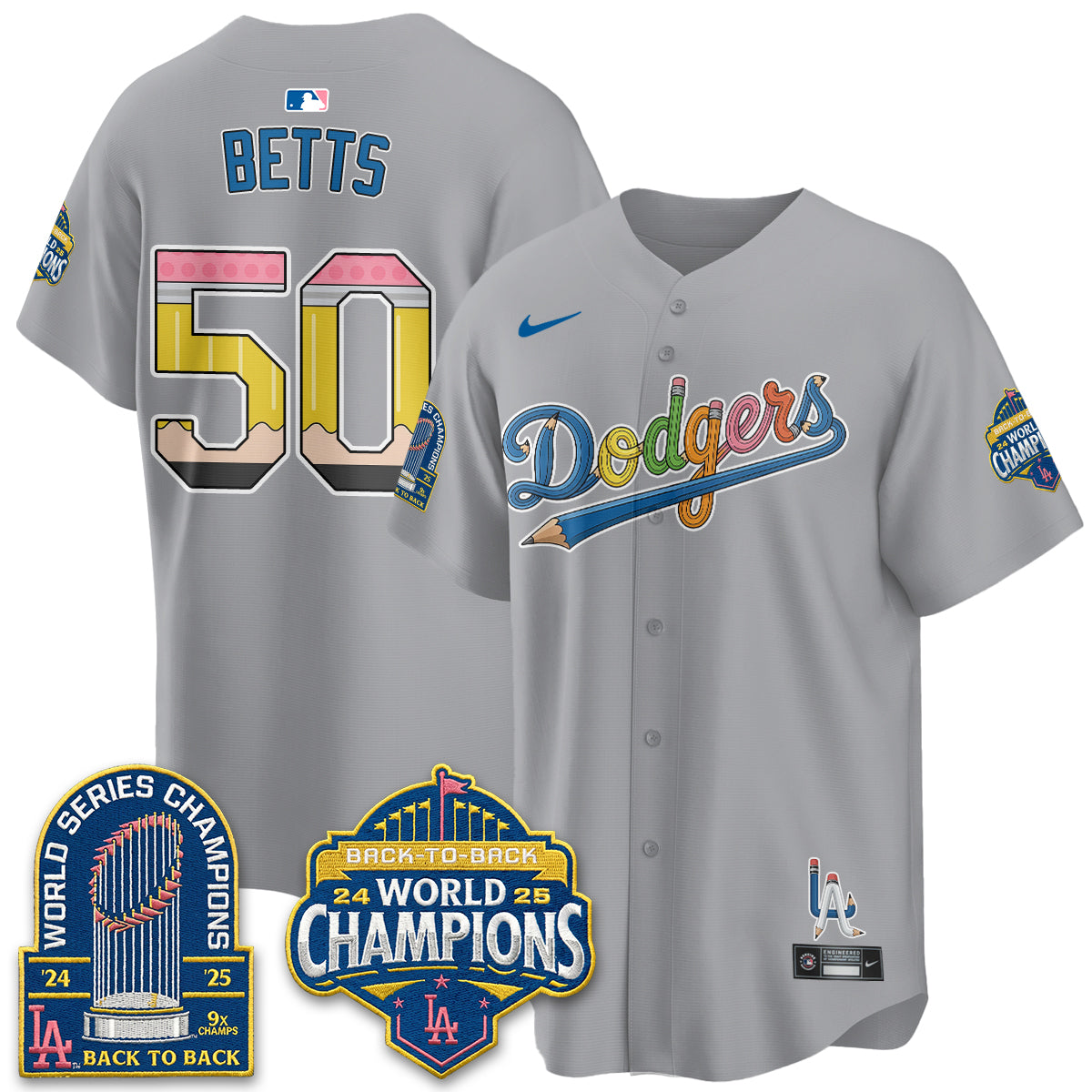 Los Angeles Dodgers x Back to School Style Vapor Jersey - Stitched