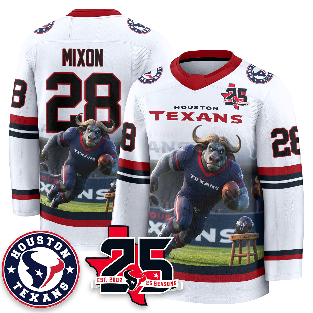 Houston Texans x Bull Chief Edition Hockey Jersey - Printed