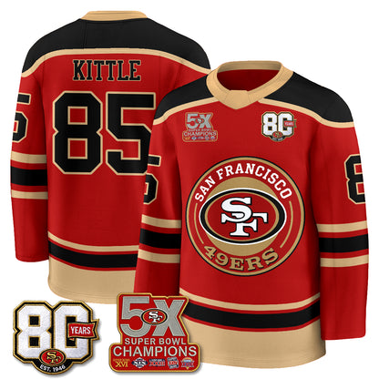 San Francisco 49ers 4X Champs Hockey Jersey - Stitched