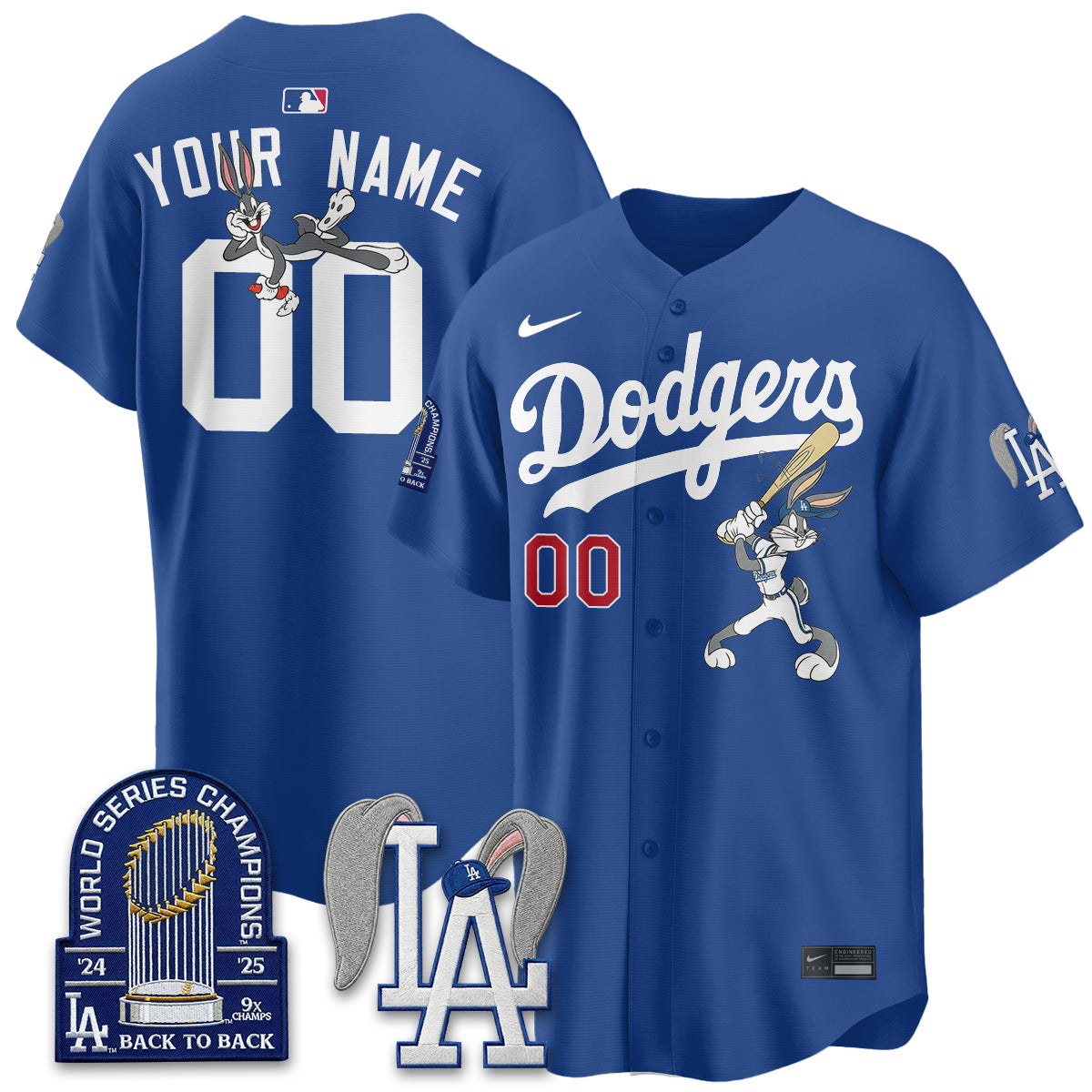 Los Angeles Dodgers Bunny Edition Vapor Custom Jersey - Stitched