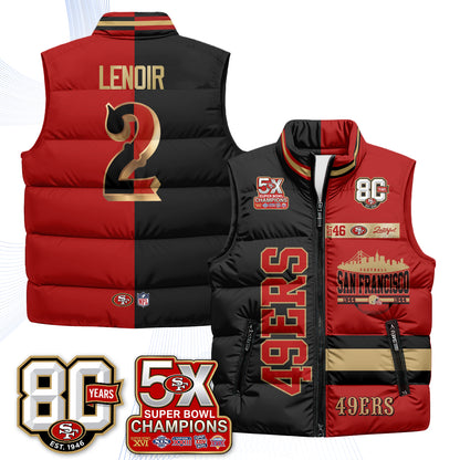 San Francisco 49ers Faithful to The Bay Puffer Vest - Printed