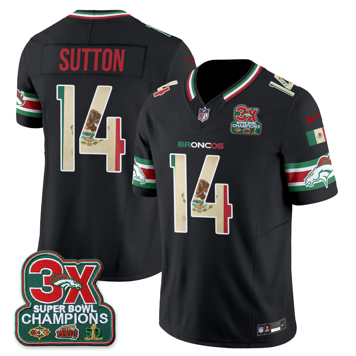 Denver Broncos Mexico Edition Vapor Jersey - Stitched