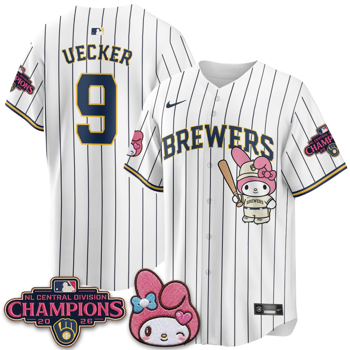 Milwaukee Brewers NL Central Champs x Pink Sanrio Friend  Vapor Jersey - Stitched