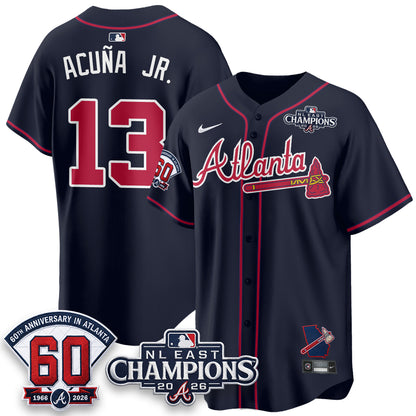 Atlanta Braves 2026 NL East Champs Vapor Jersey - Stitched