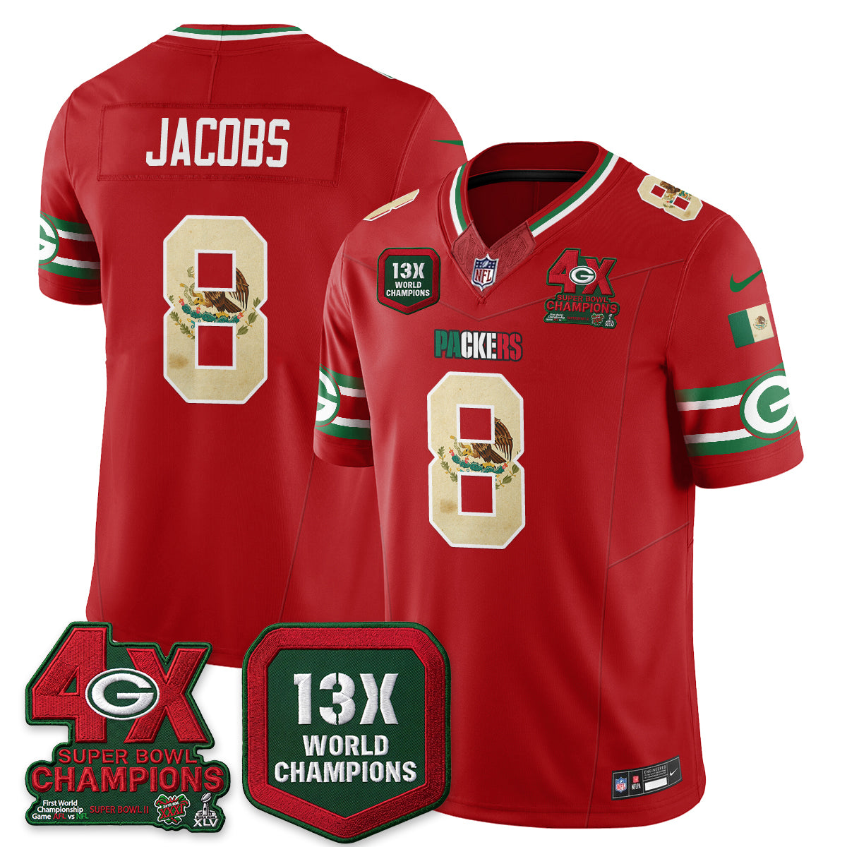 Green Bay Packers Mexico Edition Vapor Jersey - Stitched
