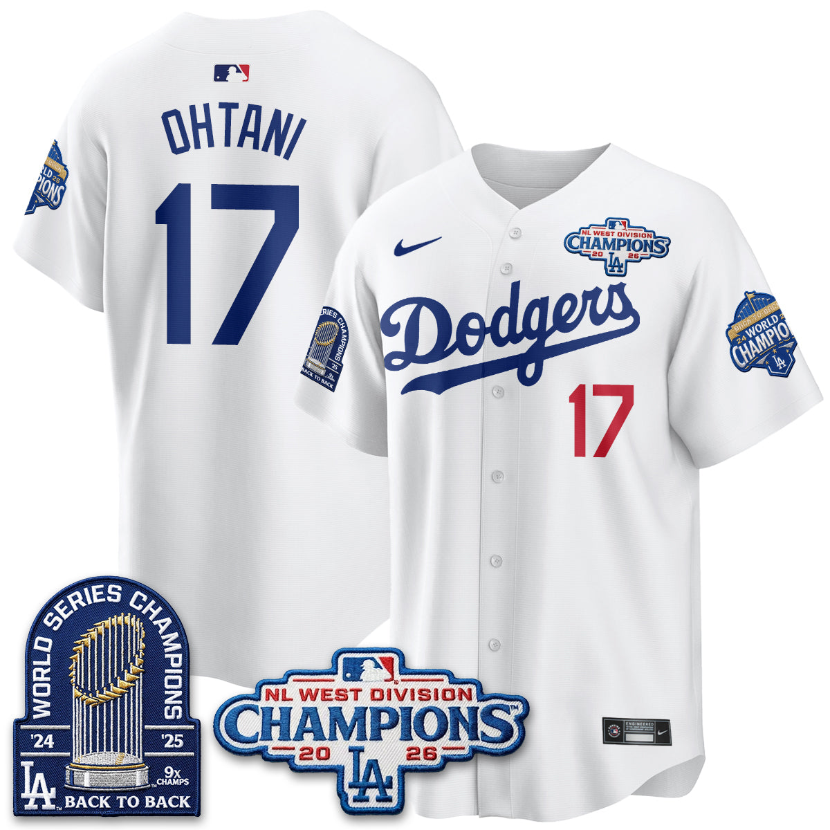 Los Angeles Dodgers 2026 NL West Champs Vapor Jersey- Stitched