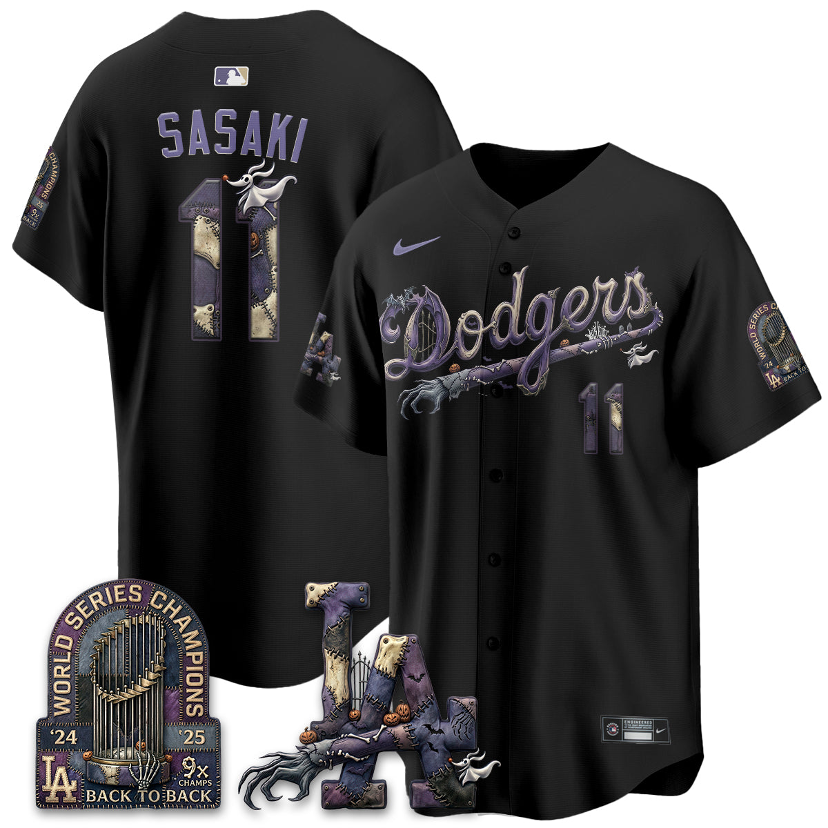 Los Angeles Dodgers Nightmare Edition Vapor Jersey - Printed