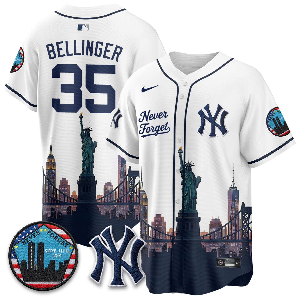 NYY Skyline Never Forget 9/11 Memorial Edition Vapor Jersey - Stitched
