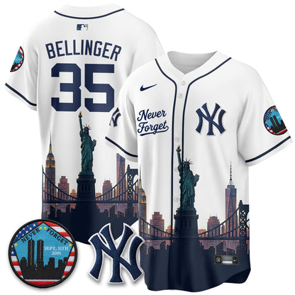 NYY Skyline Never Forget 9/11 Memorial Edition Vapor Jersey - Stitched