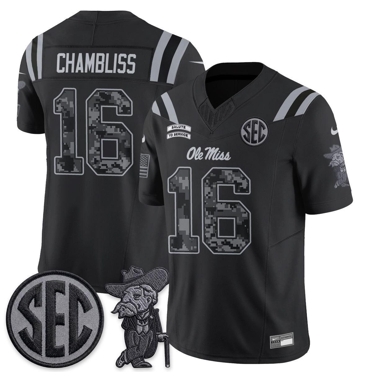 Ole Miss Rebels 2026 Salute to Service Vapor Jersey - Stitched