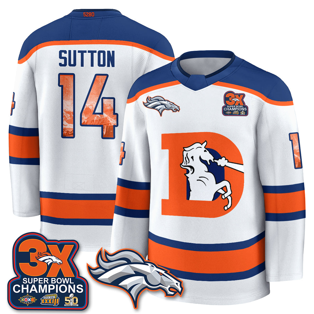 Denver Broncos Fan Gear Edition Hockey Jersey - Stitched