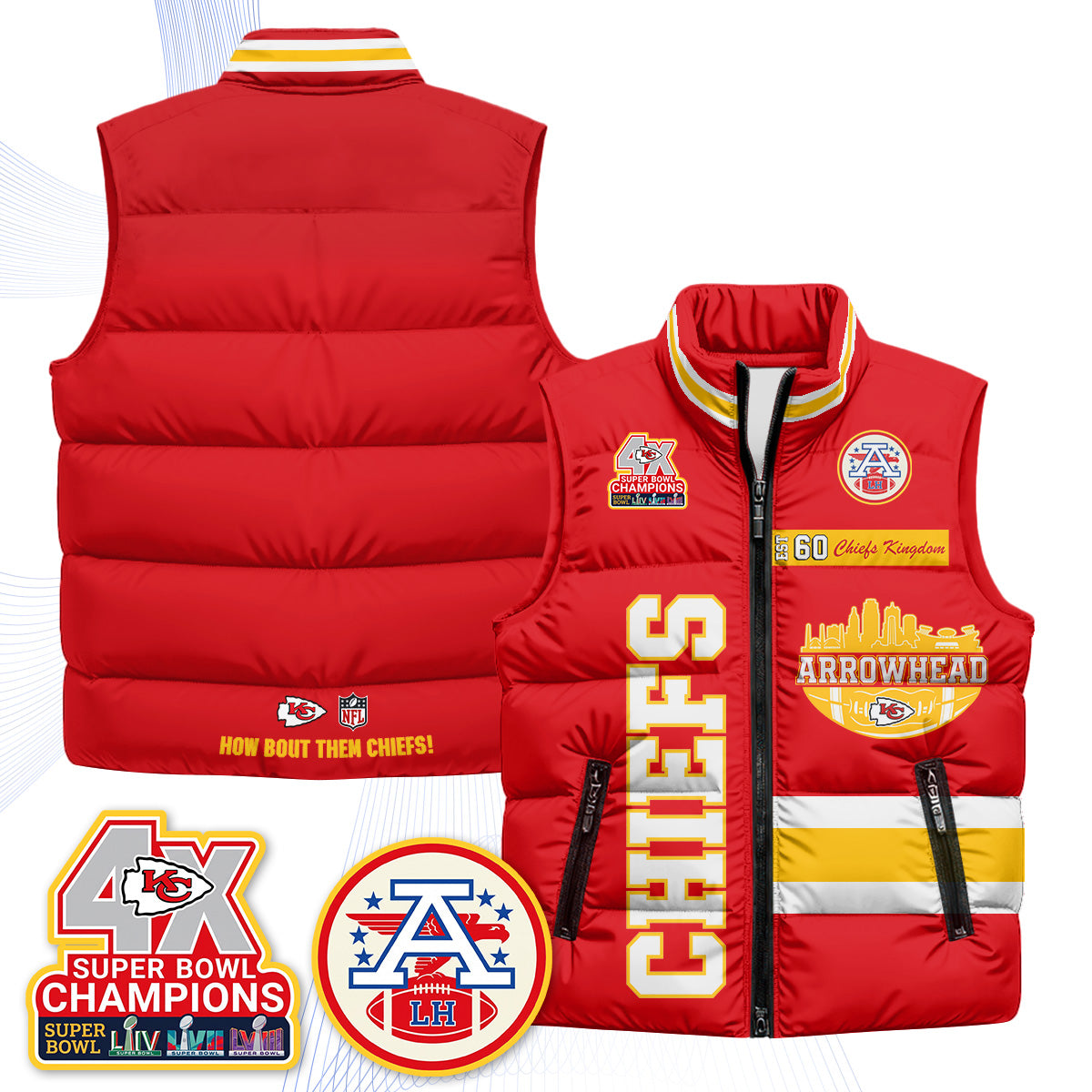 KC Arrowhead Puffer Vest - Printed