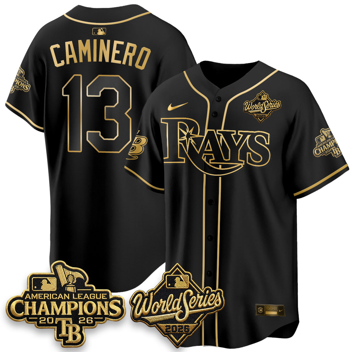 TB 2026 AL Champions Gold Edition Vapor Jersey - Stitched