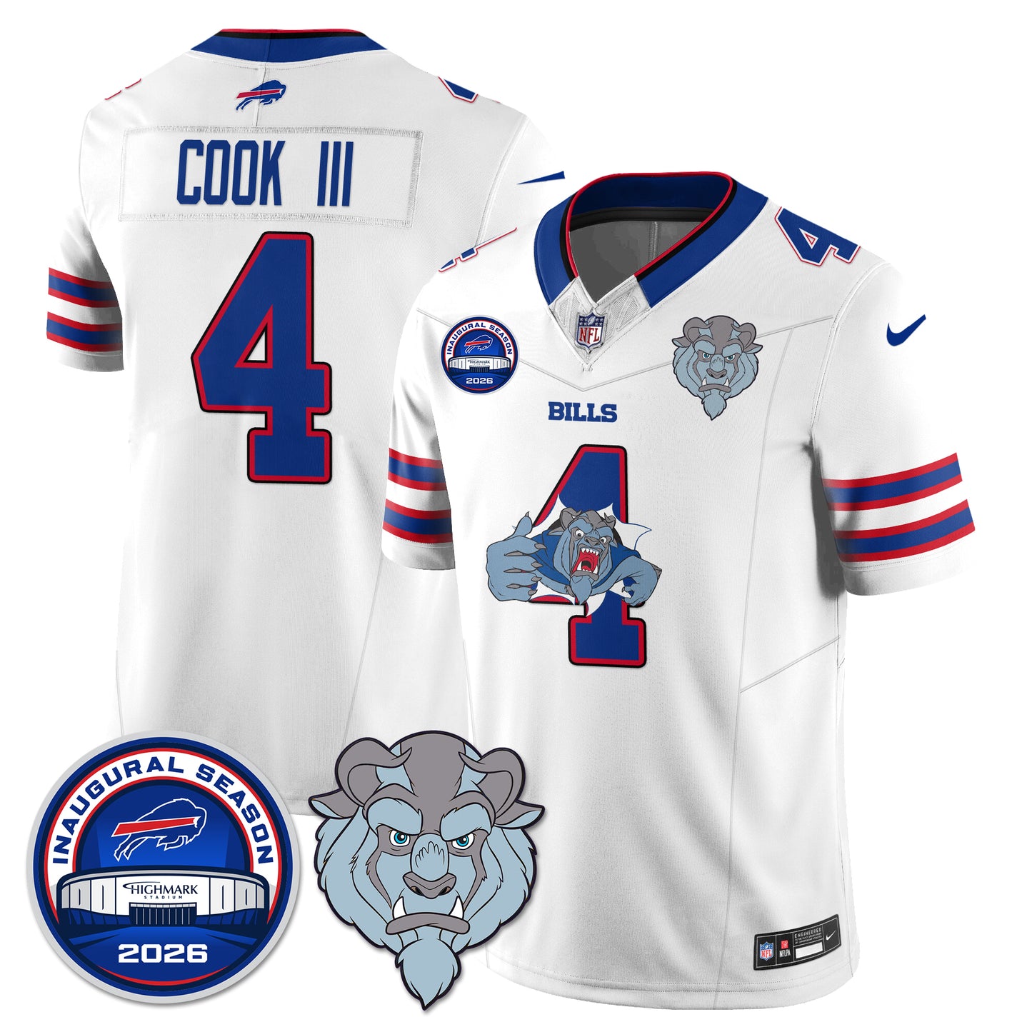 Buffalo Bills x Hairy Blue Beast Edition Vapor Jersey - Stitched