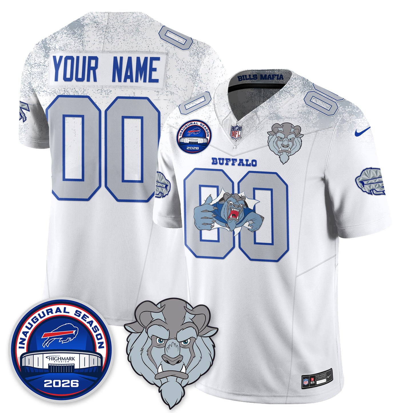 Buffalo Bills x Hairy Blue Beast Edition Vapor Custom Jersey - Stitched