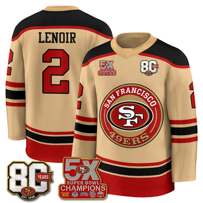 San Francisco 49ers 4X Champs Hockey Jersey - Stitched