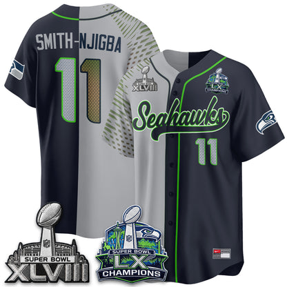 Seattle Seahawks S.Bowl Champs Split Baseball Vapor Jersey V1- Stitched